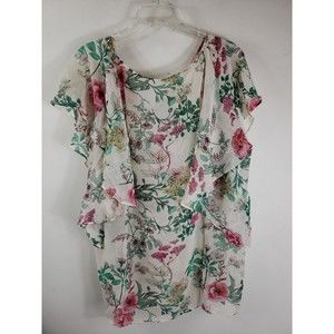 Rachel Rachel Roy top Floral Womens 3X flutter sleeves NEW
